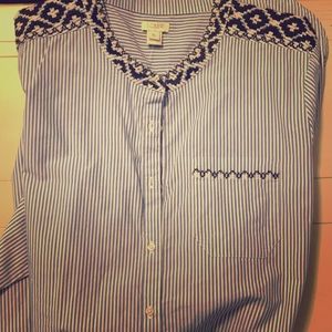 J. Crew Striped Embroidered Tunic - XL